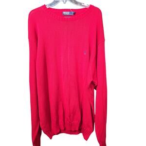 Polo Ralph Lauren Crew Neck Pullover Red Sweater 100% Cotton Mens 2XLT VTG